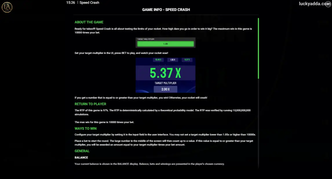 Speed Crash how to play lucky adda